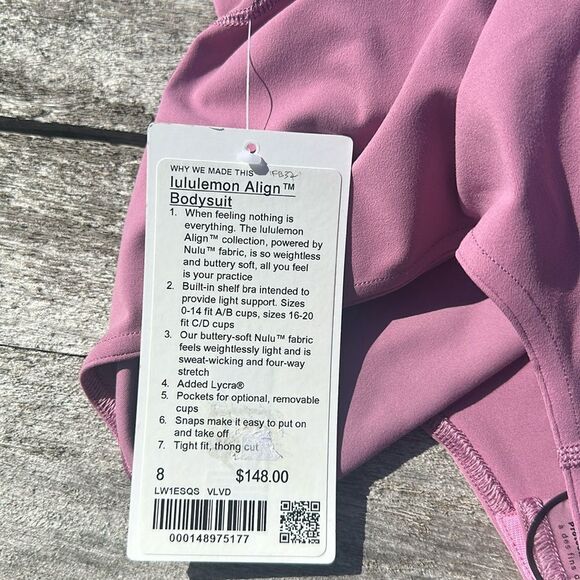 Lululemon Align Bodysuit Thong‎ Velvet Dust size 8 NWT pink - Picture 2 of 6